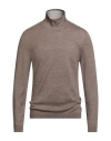 John Varvatos Man Turtleneck Khaki Size Xxl Alpaca Wool, Silk In Neutral