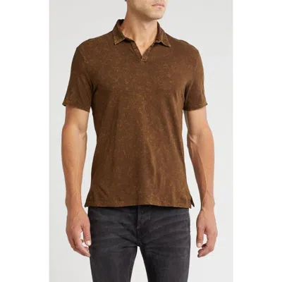 John Varvatos Marble Wash Cotton Polo In Dark Brown