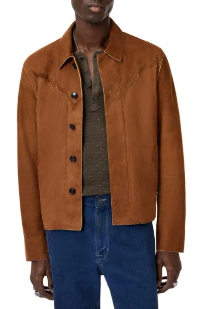 John Varvatos Marlee Suede Western Jacket In Brown