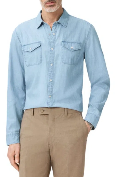 John Varvatos Marshall Coated Western Snap-up Shirt In Blue