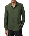 John Varvatos Martin Solid Twill Button-up Shirt In Moss