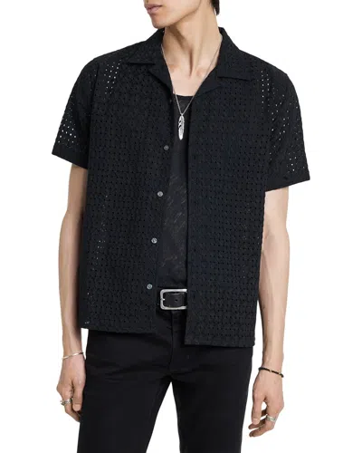 John Varvatos Memphis Waffle Henley In Black