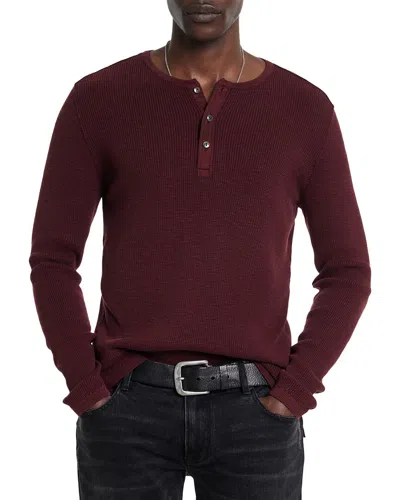 John Varvatos Memphis Waffle Henley In Burgundy