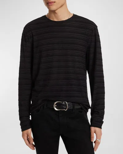 John Varvatos Alain Rib Long Sleeve T-shirt In Black