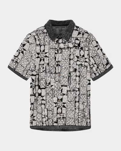 John Varvatos Ferrin Short Sleeve Cardigan In Animal Print