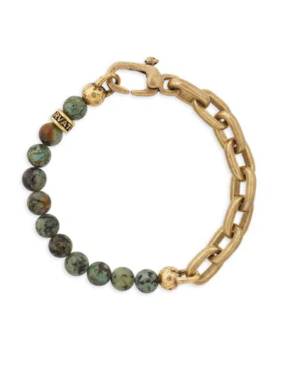 John Varvatos Men's Artisan Goldtone Turquoise Beaded Chain Bracelet