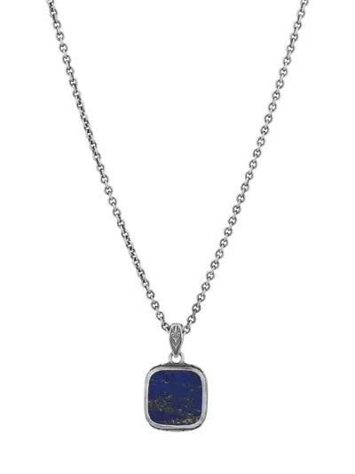 John Varvatos Men's Artisan Sterling Silver & Lapis Dog Tag Pendant Necklace In Blue