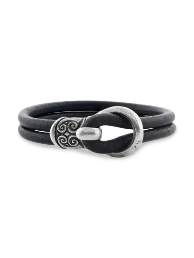 John Varvatos Men's Artisan Sterling Silver & Leather Double-strand Bracelet In Black