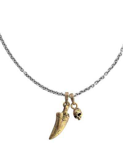 John Varvatos Men's Artisan Two-tone T-rex Tooth Skull Pendant Necklace In Gold