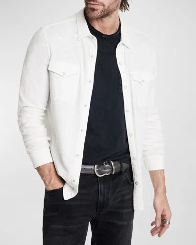 John Varvatos Men's Arvon Long-sleeve Slub-knit Western Shirt In White