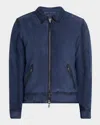 John Varvatos Men's Benjamin Zip Suede Jacket In Blue