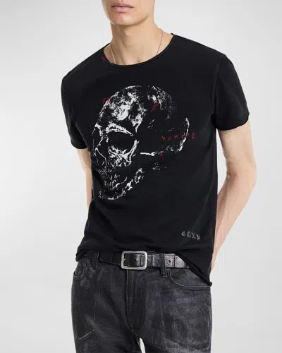 John Varvatos Men's Bowery Skull Raw-edge T-shirt In Black