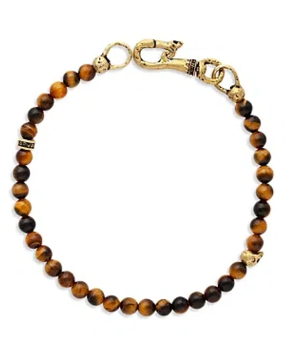 John Varvatos Men's Brass Tiger Eye & Skull Bead Bracelet In Brown