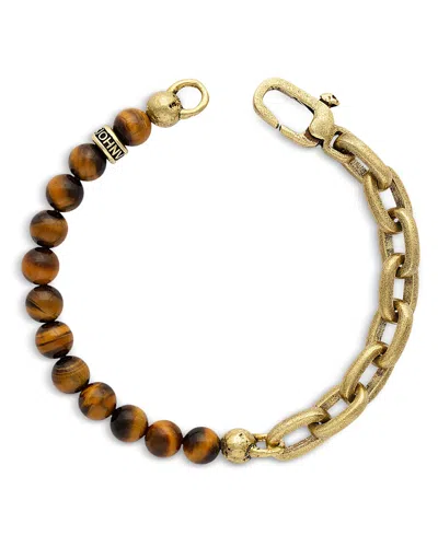 John Varvatos Men's Brass Tiger Eye Artisan Chain Link Bracelet In Brown