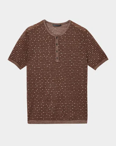 JOHN VARVATOS MEN'S CABRAS WOOL HENLEY SHORT-SLEEVE SWEATER