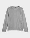 John Varvatos Camden Open Stitch Organic Cotton Sweater In Smoked Pearl Grey