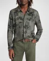 John Varvatos Camellia Tie Dye Slub Knit Linen Button-up Shirt In Flagstone Grey