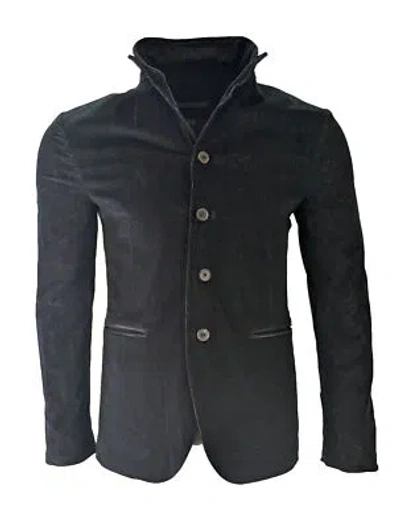Pre-owned John Varvatos Men's Convertible Lapel Black Corduroy Blazer Size 48