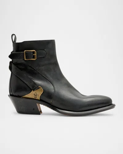 John Varvatos Men's Crosby Saddle Jodhpur Leather Boots In Mineral Black