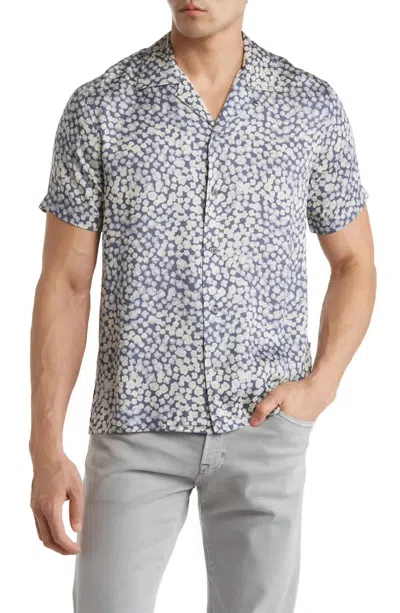 John Varvatos Men's Danny Print Short Sleeve Camp Shirt In Officer Blue