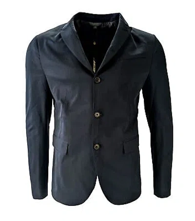Pre-owned John Varvatos Men's Dark Navy Convertible Lapel Blazer $798 In Blue