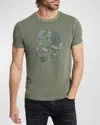 John Varvatos Men's Floral Skull Applique T-shirt In Flagstone Grey