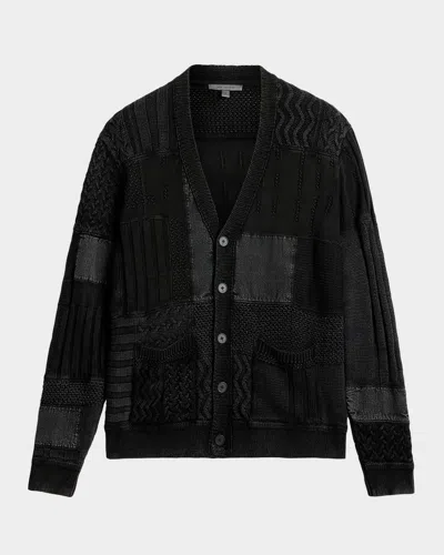 John Varvatos Francis Mixed Stitch Button Cardigan In Black