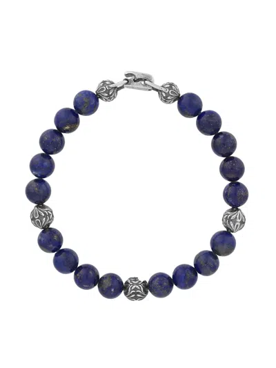 John Varvatos Men's Gothic Sterling Silver & Lapis Lazuli Beaded Bracelet In Blue