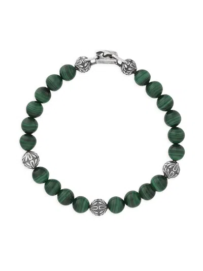 John Varvatos Men's Gothic Sterling Silver & Malachite Beaded Bracelet In Green