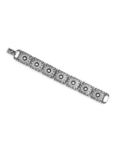 John Varvatos Men's Gothic Sterling Silver Flower Bracelet
