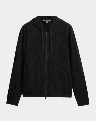 JOHN VARVATOS MEN'S IHSAN TEXTURED FULL-ZIP HOODIE