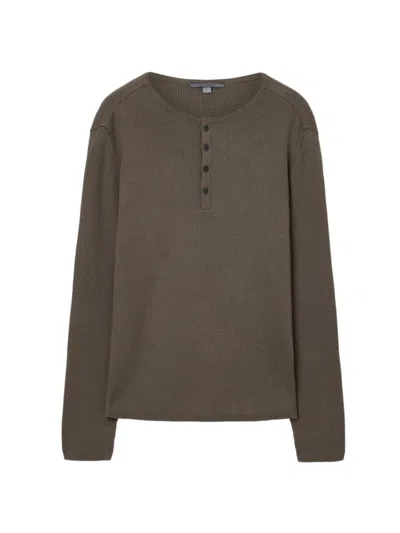 John Varvatos Javis Ribbed Long Sleeve Henley In Gray