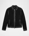 John Varvatos Jaxon Leather Trim Suede Jacket In Black