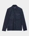 John Varvatos Men's Jonah Chevron Herringbone Suede Shirt Jacket In Blue