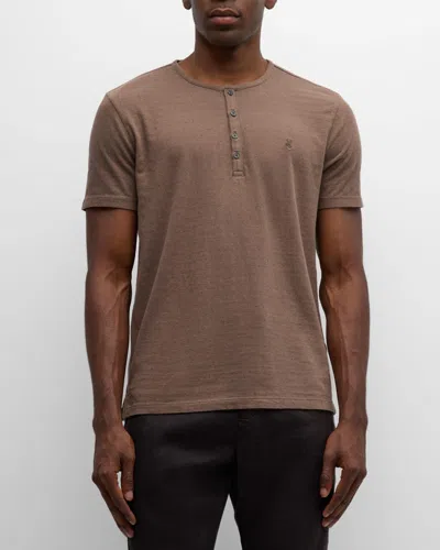 John Varvatos Men's Jordan Jacquard Henley Shirt In Brown