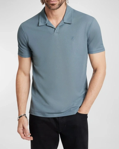 John Varvatos Leroy Peace Pique Regular Fit Polo Shirt In Steel Blue