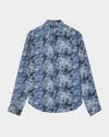 John Varvatos Men's Luca Linen Abstract Sport Shirt In Blue