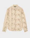 John Varvatos Luca Paint Pattern Button-up Shirt In Brown