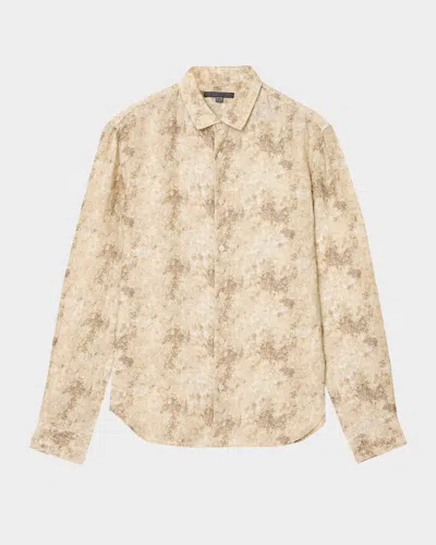 JOHN VARVATOS MEN'S LUCA LINEN ABSTRACT SPORT SHIRT