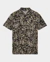 John Varvatos Marini Leopard Print Short Sleeve Button-up Shirt In Animal Print