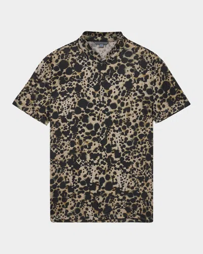 JOHN VARVATOS MEN'S MARINI BAND-COLLAR SHORT-SLEEVE SHIRT