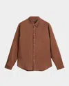 John Varvatos Martin Solid Twill Button-up Shirt In Hazelnut