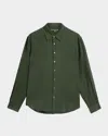 John Varvatos Martin Solid Twill Button-up Shirt In Moss