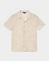John Varvatos Men's Matera Tonal Jacquard Camp Shirt In Pink