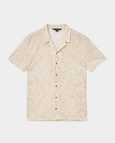 John Varvatos Men's Matera Tonal Jacquard Camp Shirt