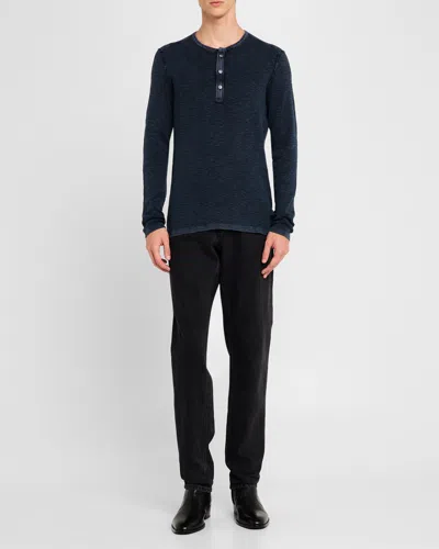 JOHN VARVATOS MEN'S MEMPHIS WAFFLE HENLEY SHIRT