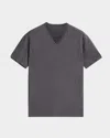 John Varvatos Miles Slub V Neck Tee In Dp Charcoal