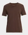 John Varvatos Men's Miles Raw Edge Slub Cotton V-neck T-shirt In Brown