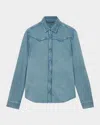 John Varvatos Miner Jacquard Snap-up Western Shirt In Blue