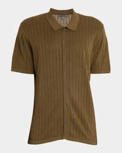 John Varvatos Men's Moore Button-down Summer Sweater Shirt In Brown